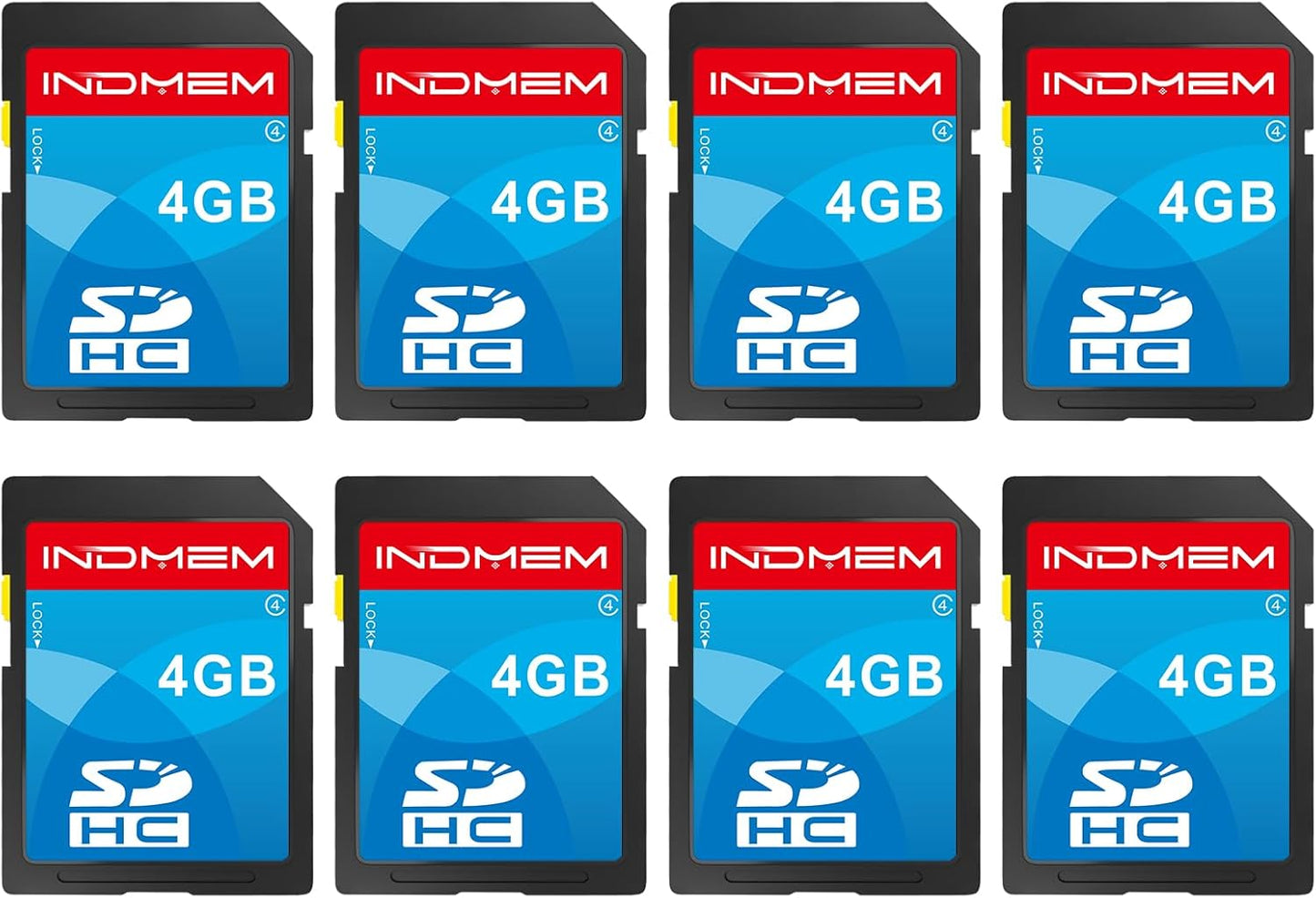 INDMEM 4GB SD Card 8-Pack: Class 4 Flash Memory for Reliable Camera Storage