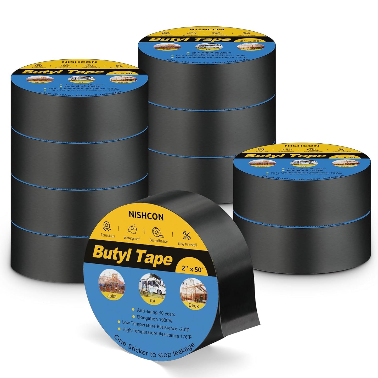 Butyl Sealant Tape 2in x 50ft for Decking, Waterproof & Durable