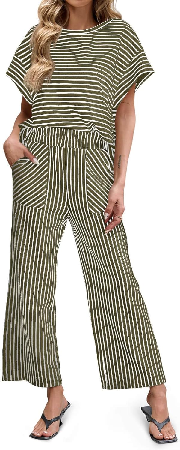 Womens Striped 2 Piece Sets for Stylish Comfort and Versatility