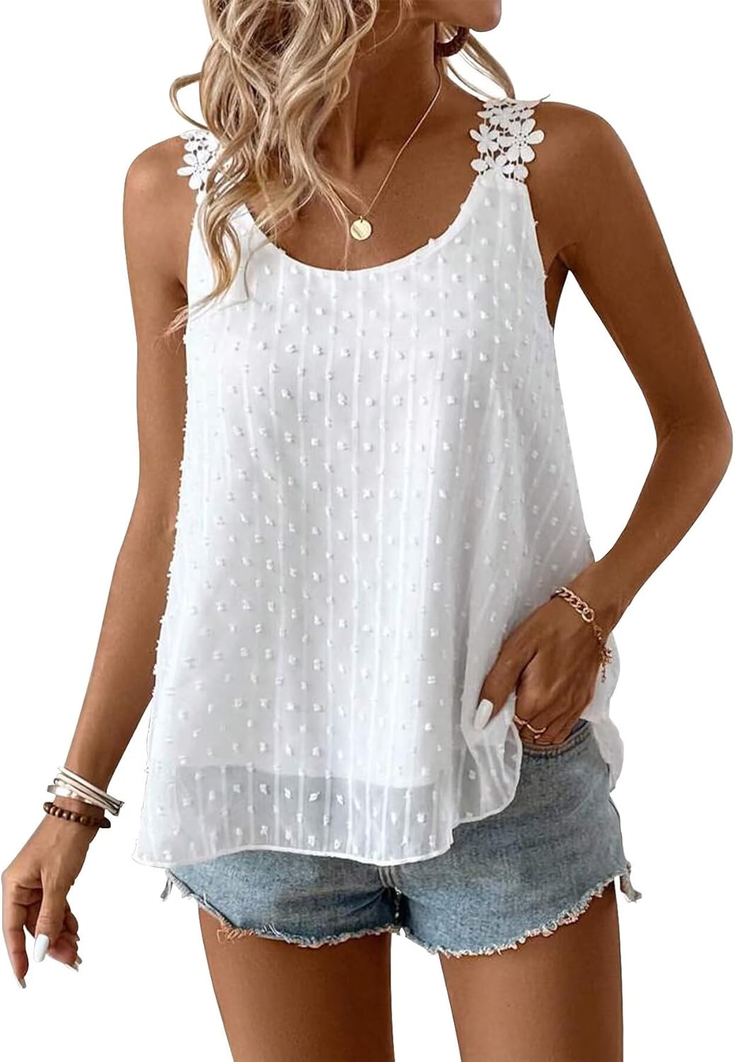 Womens Tank Tops Flowy Sleeveless Summer Boho Casual Style