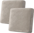 Velvet Stretch Couch Cushion Cover Slipcovers - Plush Oatmeal (2 Pack)
