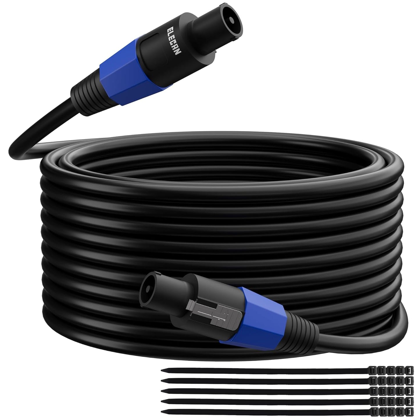 Elecan Professional Male Speakon to Speakon Cable 35 Ft Heavy-Duty