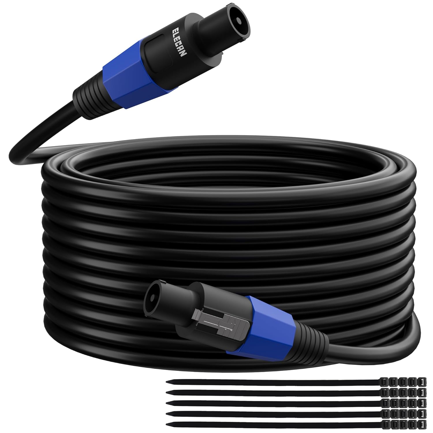 Elecan Professional Male Speakon to Speakon Cable 35 Ft Heavy-Duty