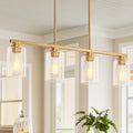 Island Light for Kitchen Brushed Gold 4-Light Linear Chandelier