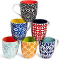 Large Coffee Mug Set of 6 - Porcelain Mugs for Tea & Cocoa