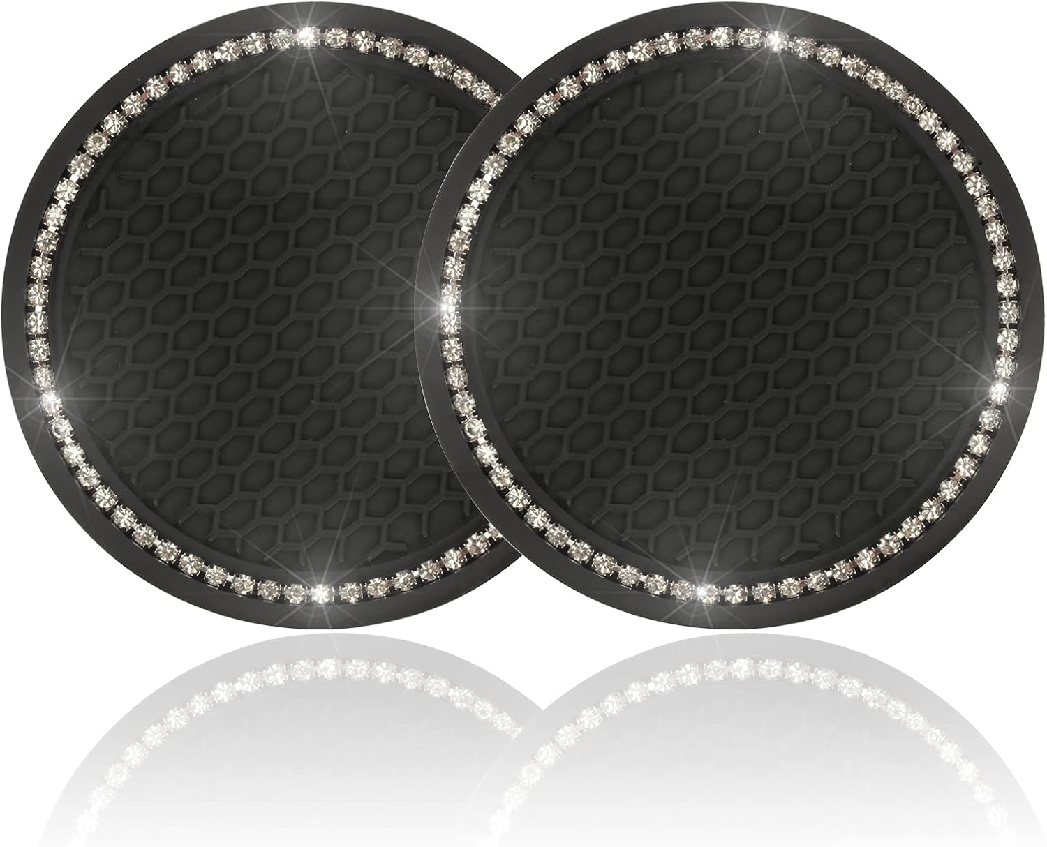 Bling Car Cup Holder Coaster Set - Anti-Slip Glam for Auto Interiors