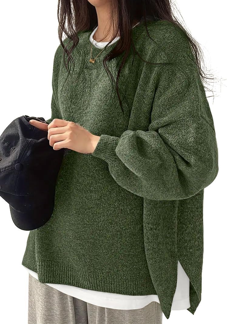 Women's Oversized Crewneck Sweater for Cozy Fall Fashion