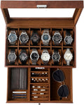 GUKA Watch Box 12 Slot Watch Case Brown - Display and Protect Watches