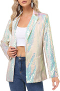 Women's Sequin Blazer Jacket - Open Front Sparkly Blazer S-XXL