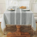 Cotton Linen Waterproof Tablecloth 55x120 in - Rustic Farmhouse Look