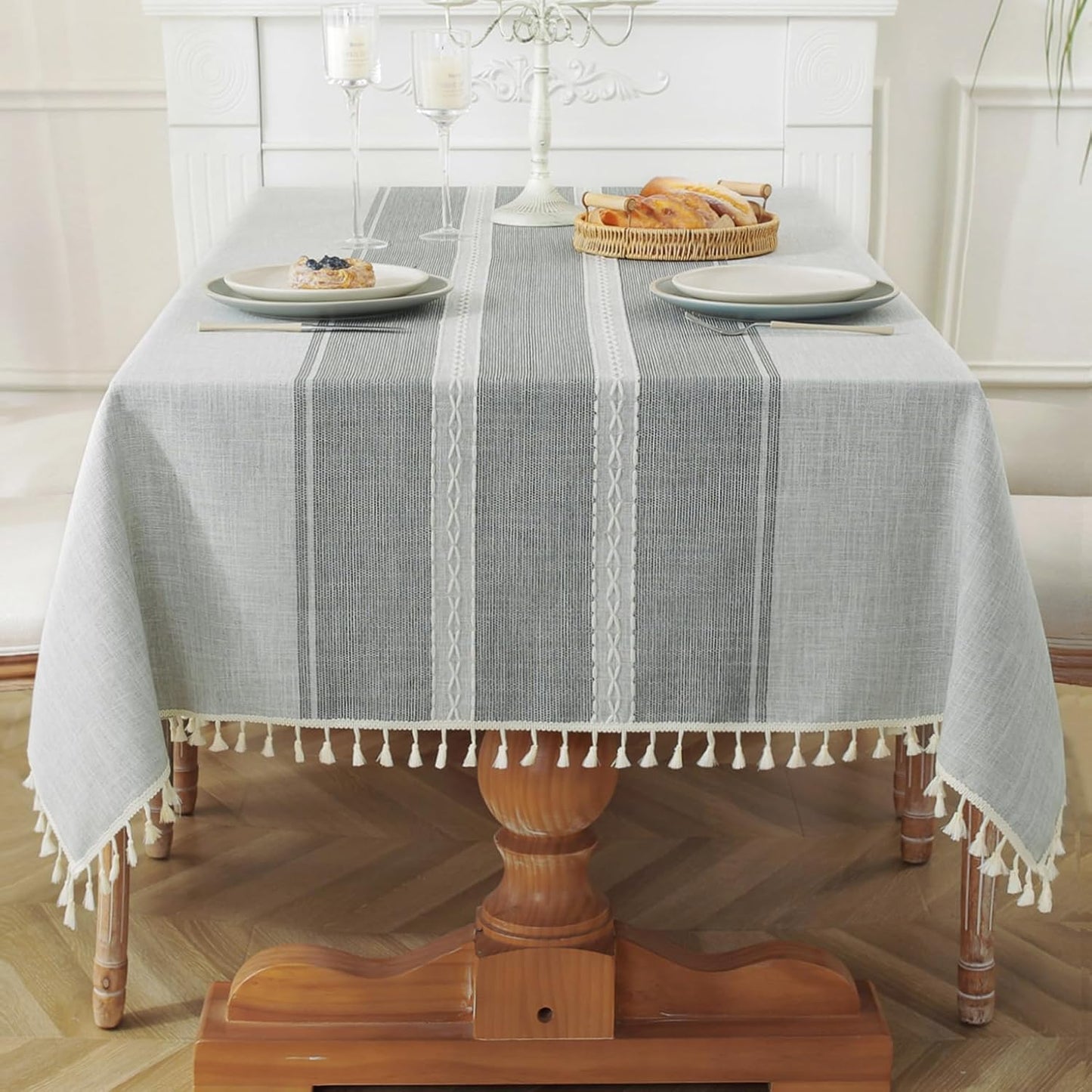 Laolitou Cotton Linen Waterproof Tablecloth for Rustic Dining