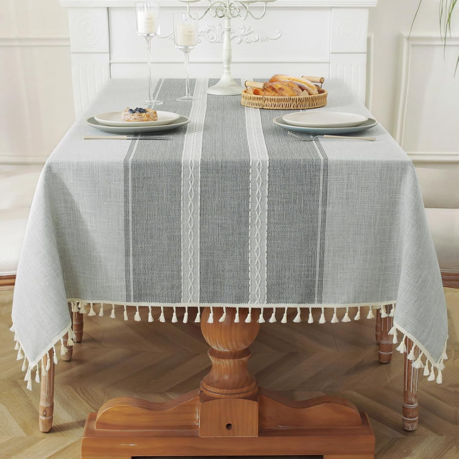 Laolitou Cotton Linen Waterproof Tablecloth for Rustic Dining