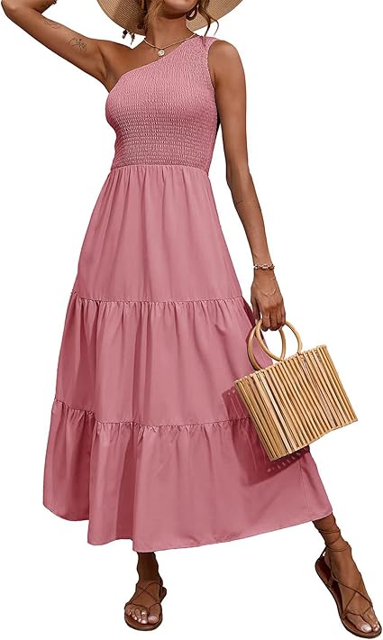 BTFBM Women One Shoulder Sleeveless Casual Summer Dresses 2023