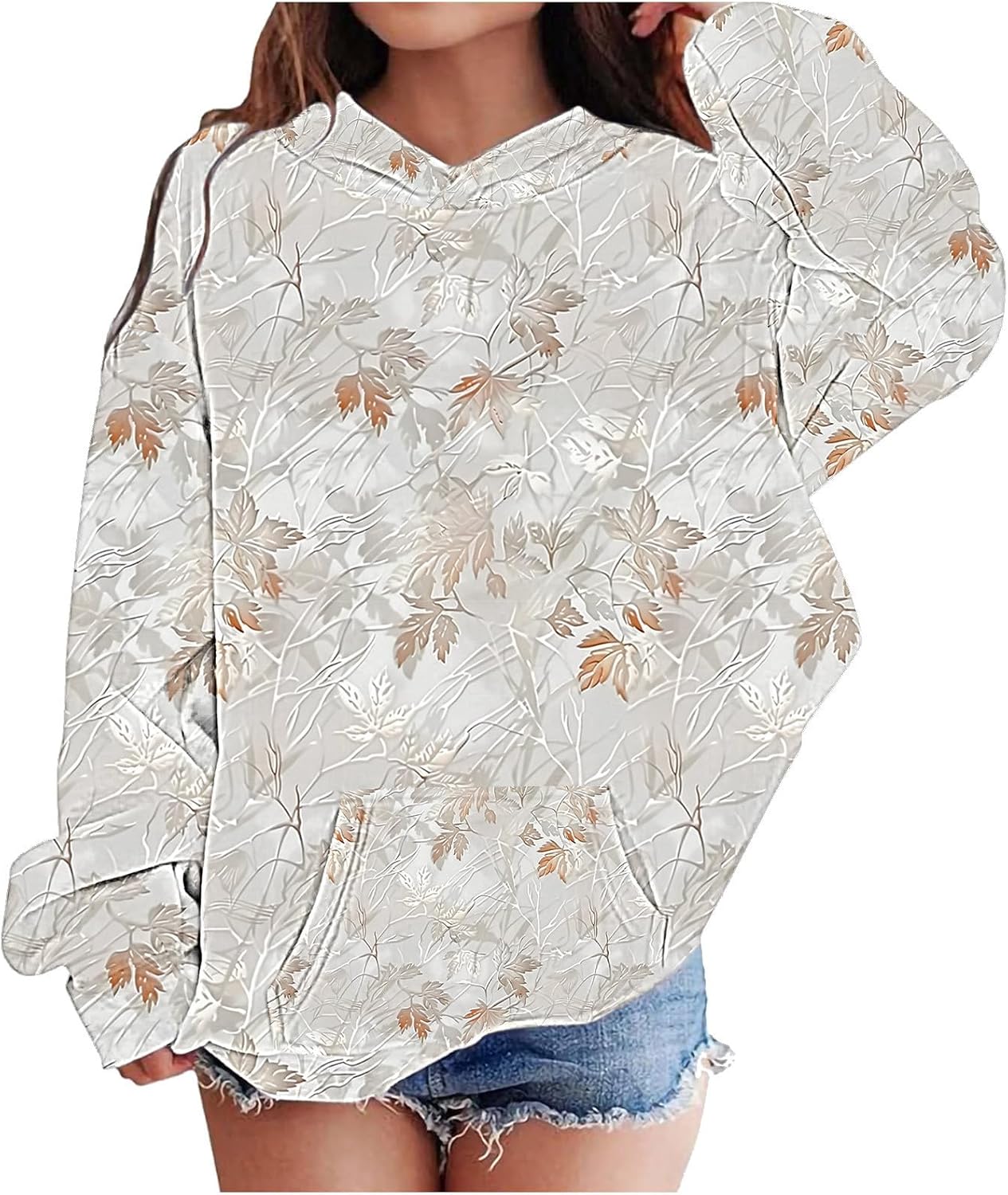Trendy Camo Oversized Hoodie for Teen Girls