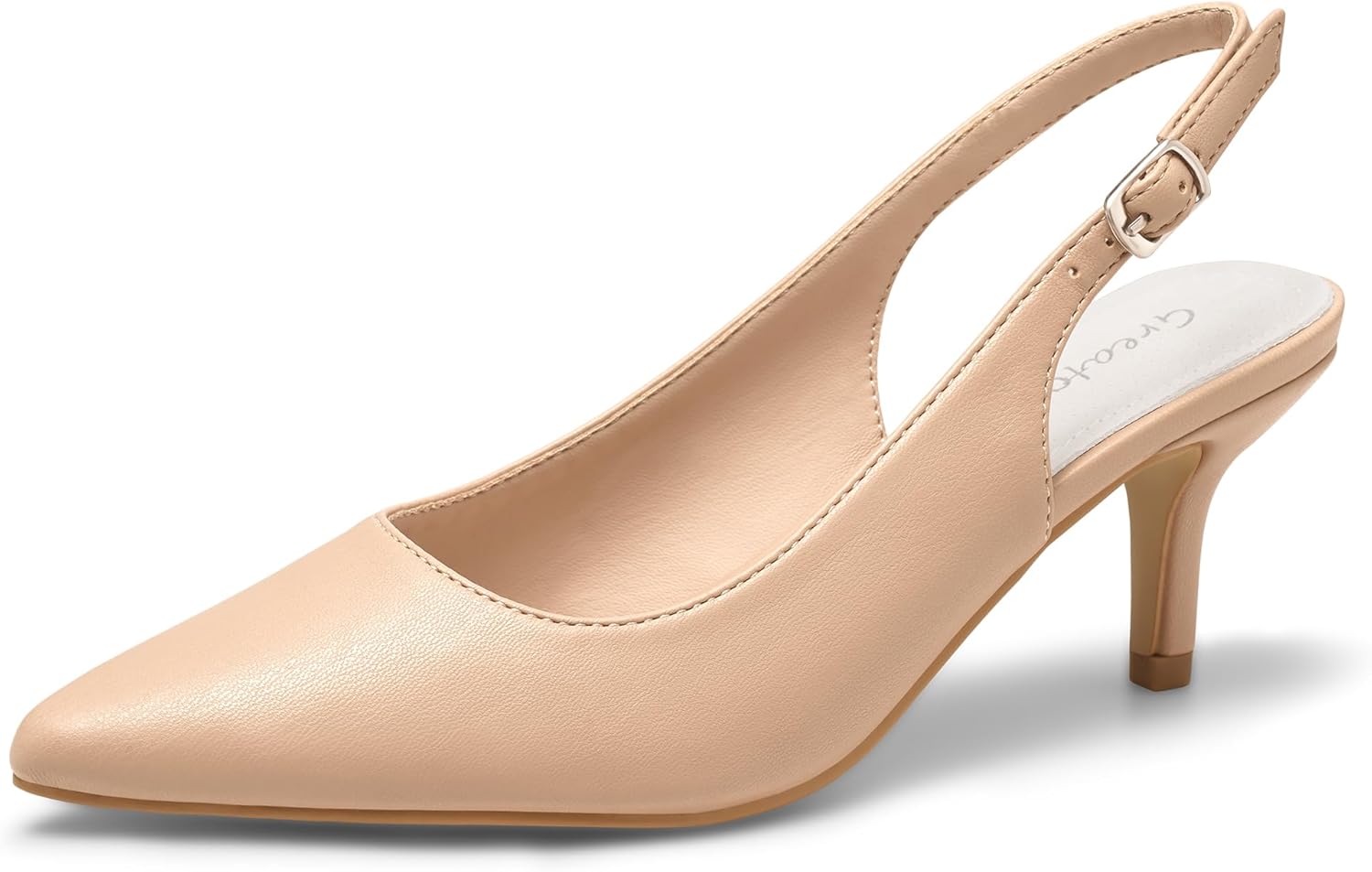 Greatonu Women's Kitten Heels Pointed Toe Slingback Dress Pumps