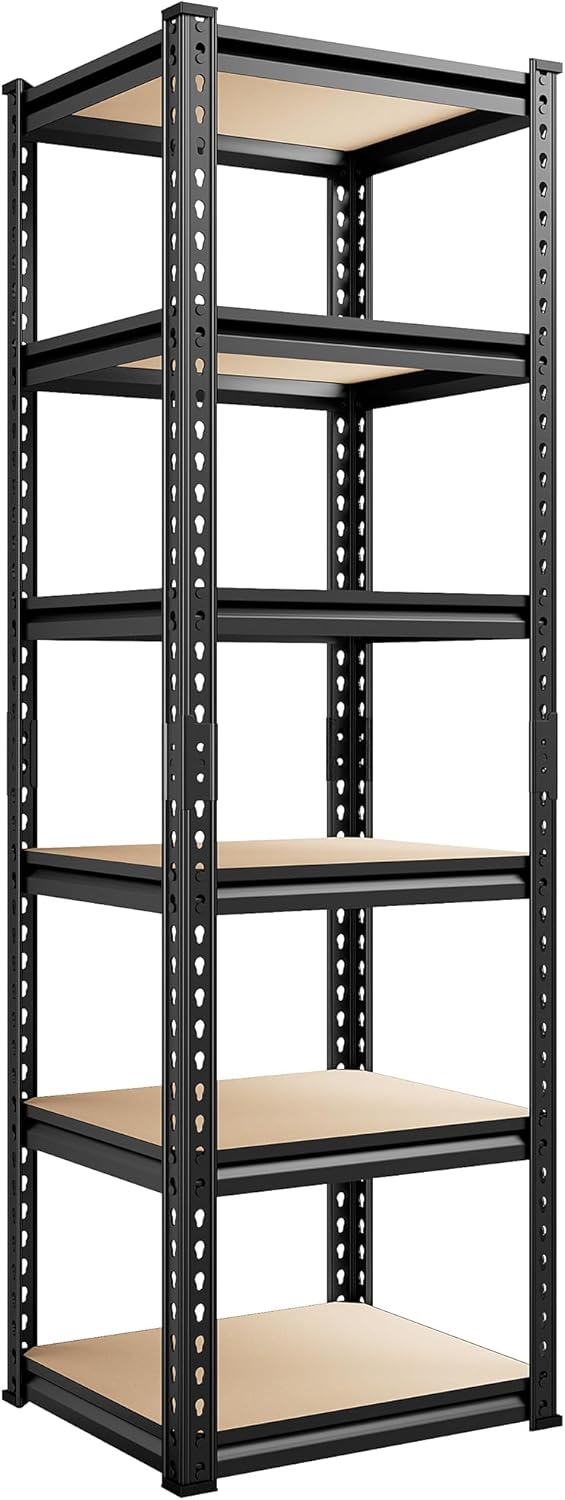 REIBII 6 Tier Heavy Duty Metal Shelving for Garage and Pantry
