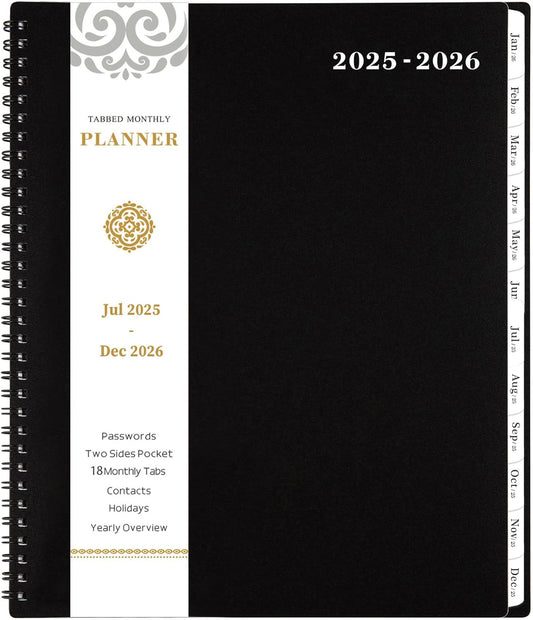Artfan 18-Month Monthly Planner 2025-2026 with Contacts & Passwords, 8.5 x 11 - Stay Organized & Stylish!