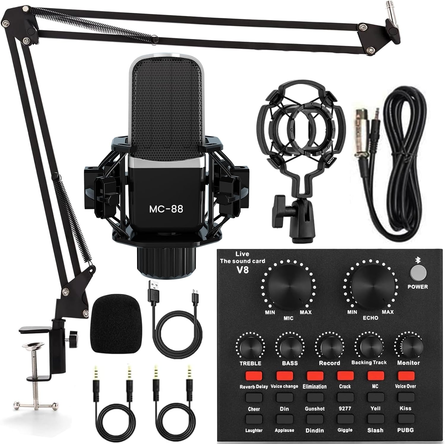 Podcast Equipment Bundle with V8 Audio Interface and BM800 Mic