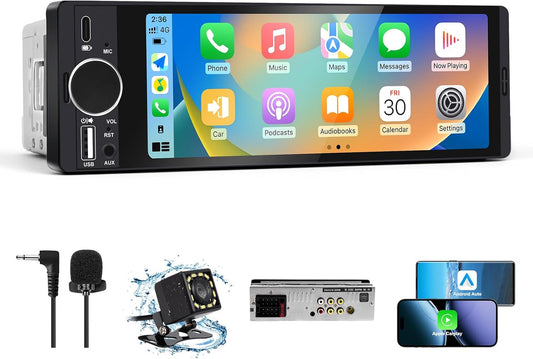 Single Din Car Stereo with Apple CarPlay & Android Auto Features