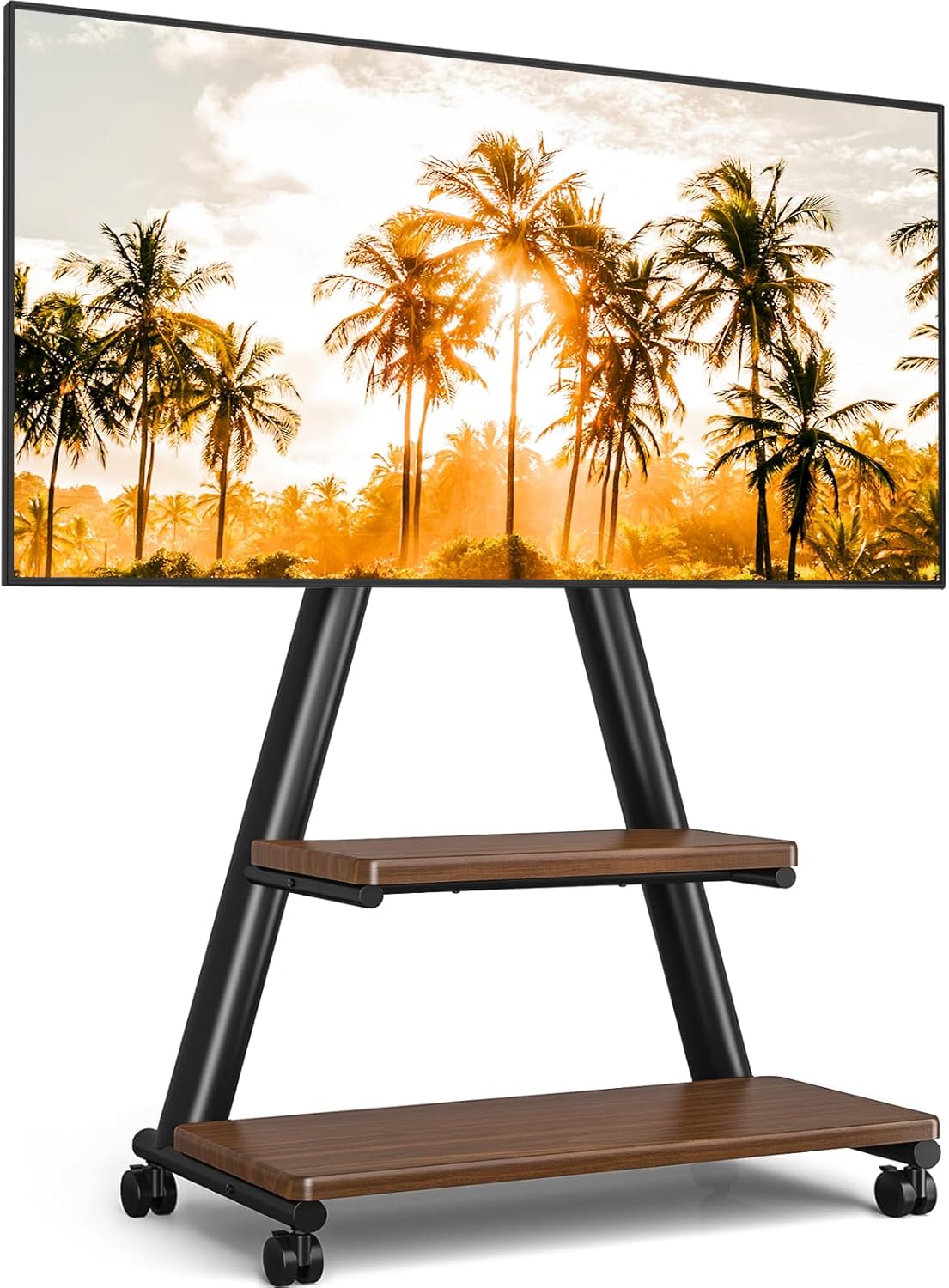 Rolling TV Stand for 43-80 in TVs with Wheels and Storage