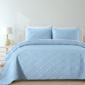Yiran Ash Blue Quilt Set King Size for All Season Comfort