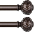 TONIAL 2 Pack Bronze Curtain Rod 32 to 86 in - Sturdy Adjustable