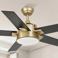 Black Gold Ceiling Fan with Light 52in - Quiet Modern Design