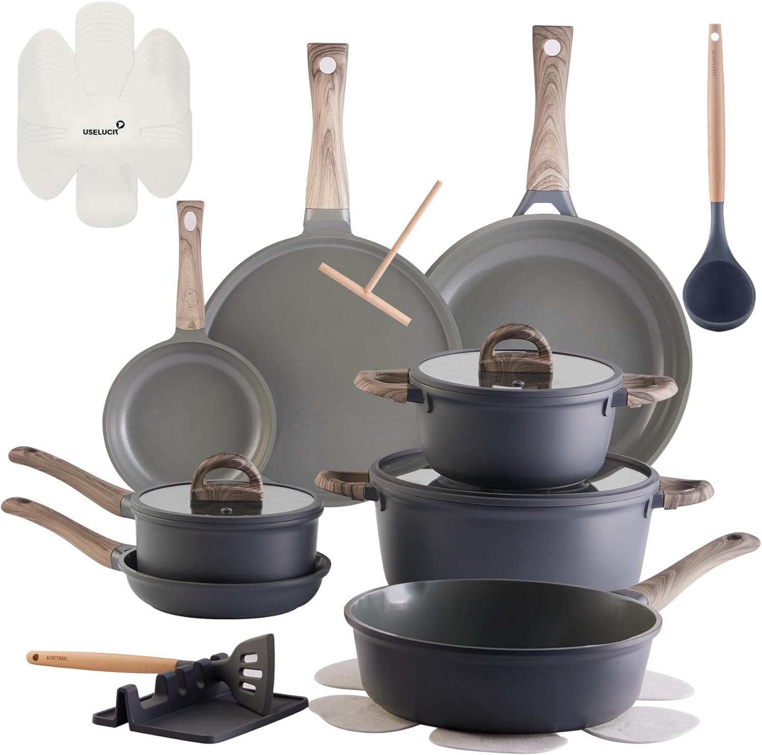 22Pcs Non Stick Ceramic Cookware Set for Healthy Cooking