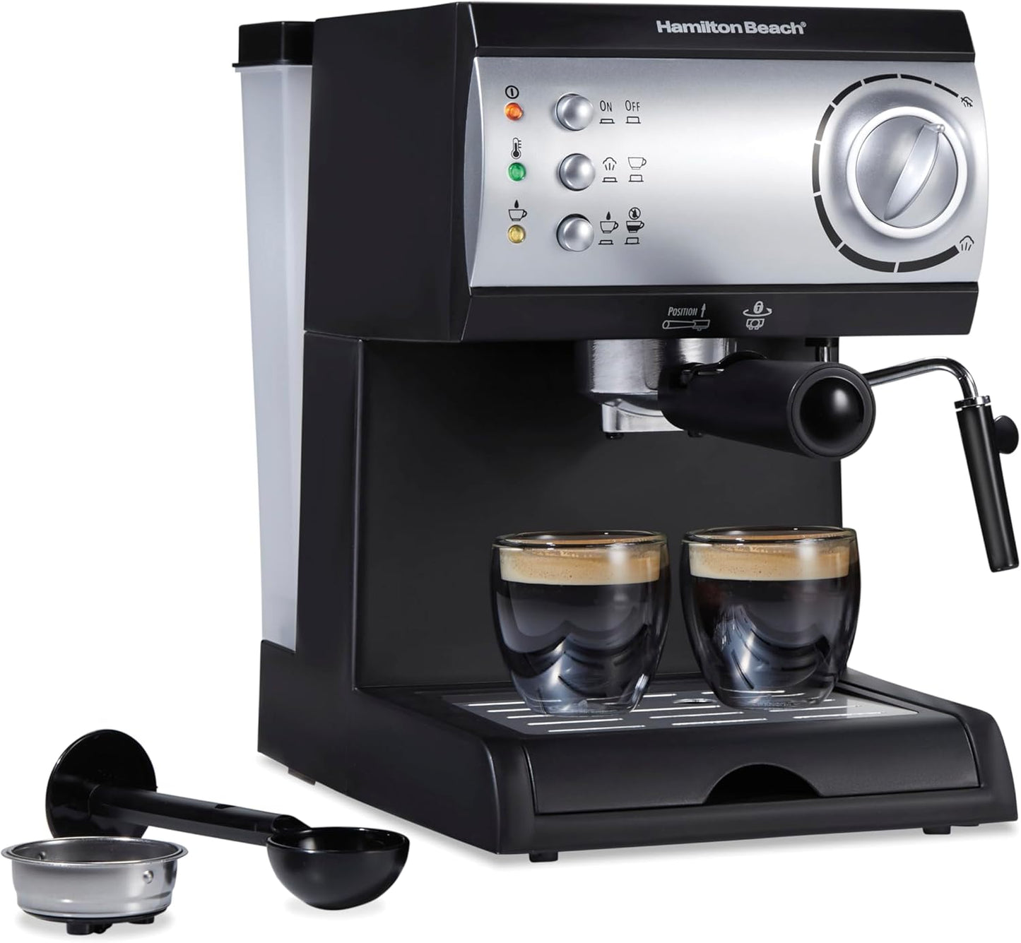 Hamilton Beach Espresso Maker: Dual Cup Brew, Milk Frother