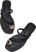 Women's Toe Ring Thong Sandals Open Toe Slide Flat Sandals - Casual go