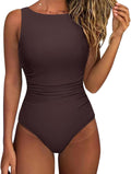 One Piece Ruched Tummy Control Swimsuit - Backless, Slimming Fit