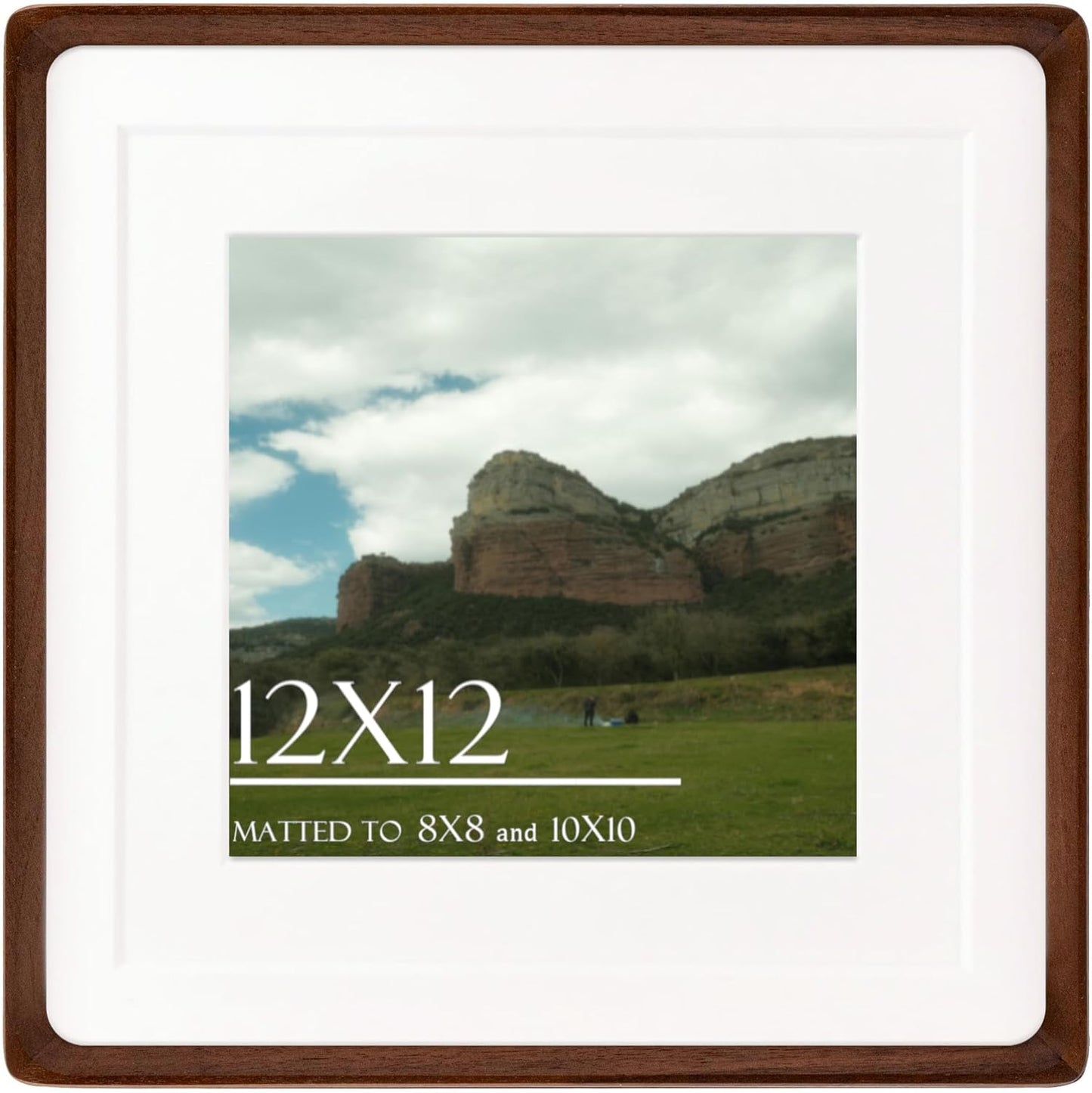 12x12 Square Picture Frame in Natural Walnut Wood for Display