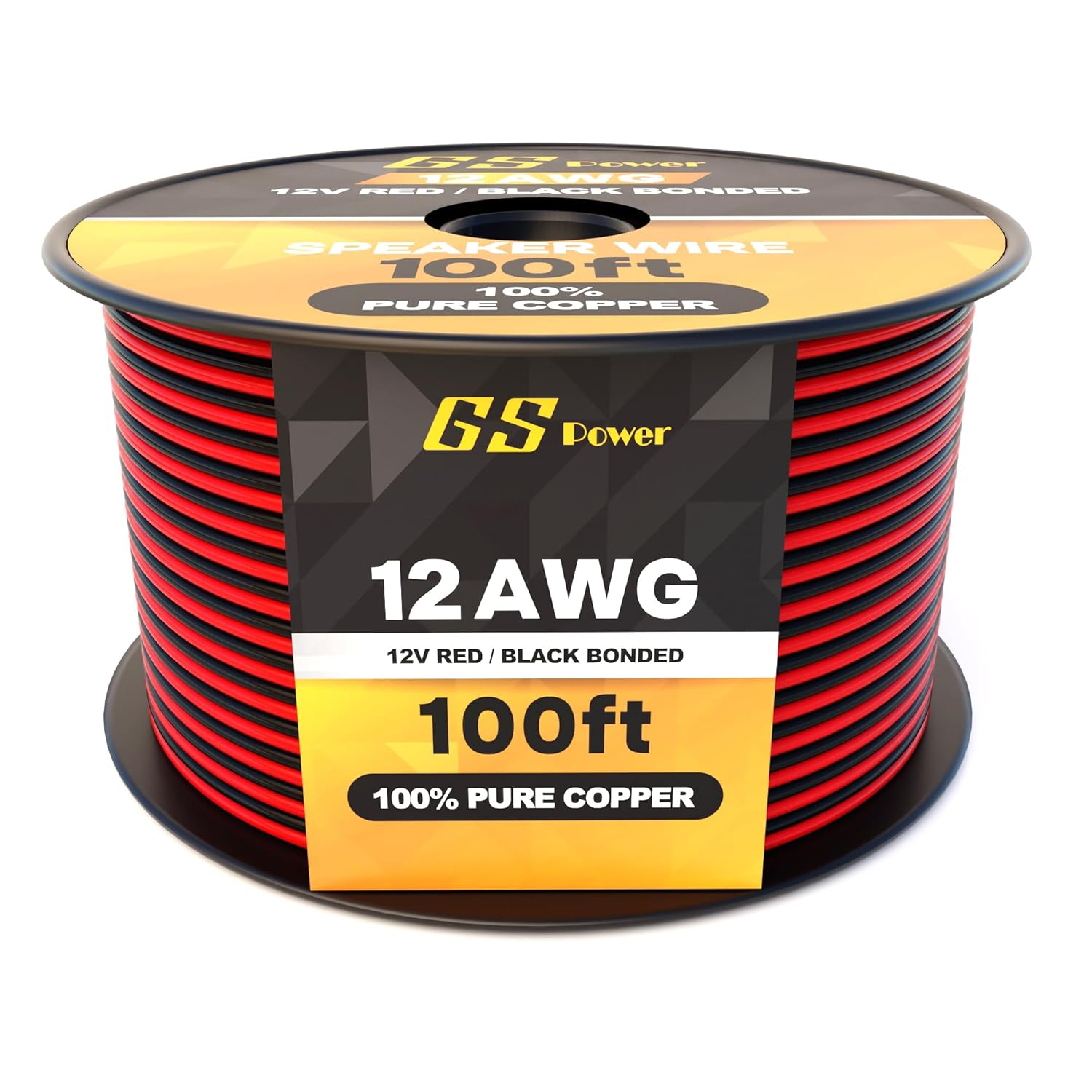 GS Power 12 Gauge Wire 100ft OFC Copper for Low Voltage Needs