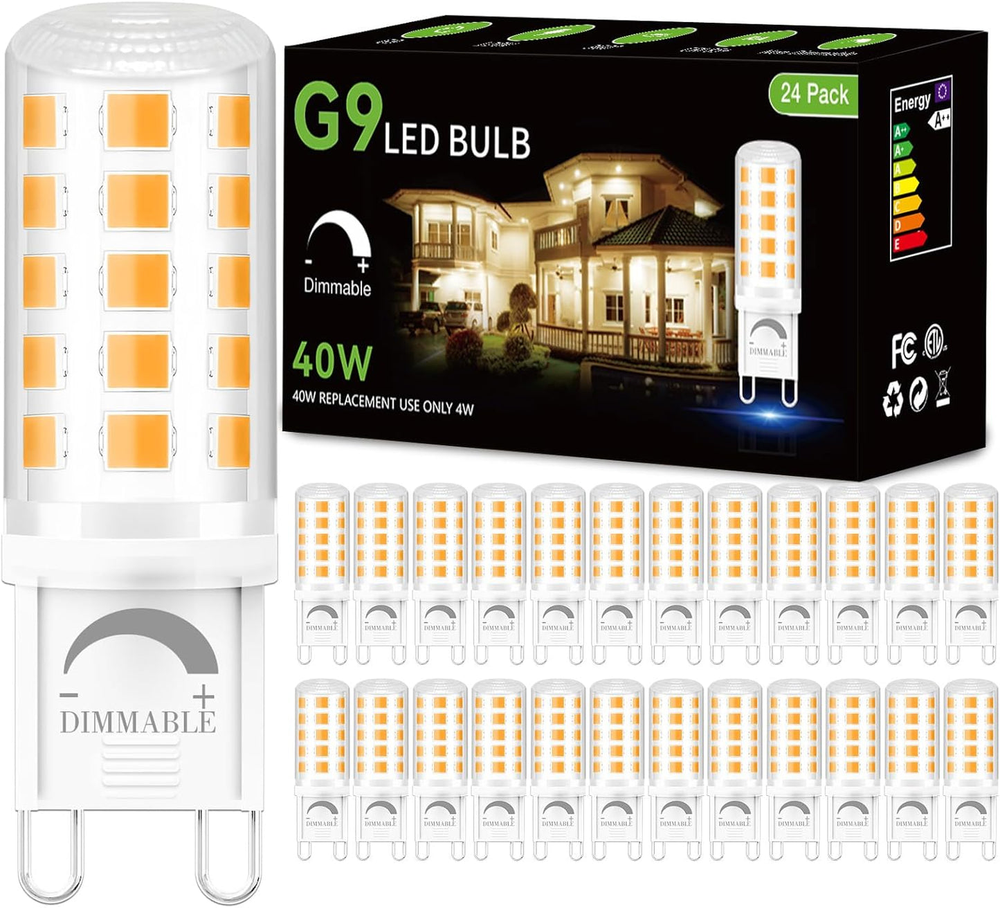 Dimmable G9 LED Bulb 4W 24 Pack for Chandelier Lighting