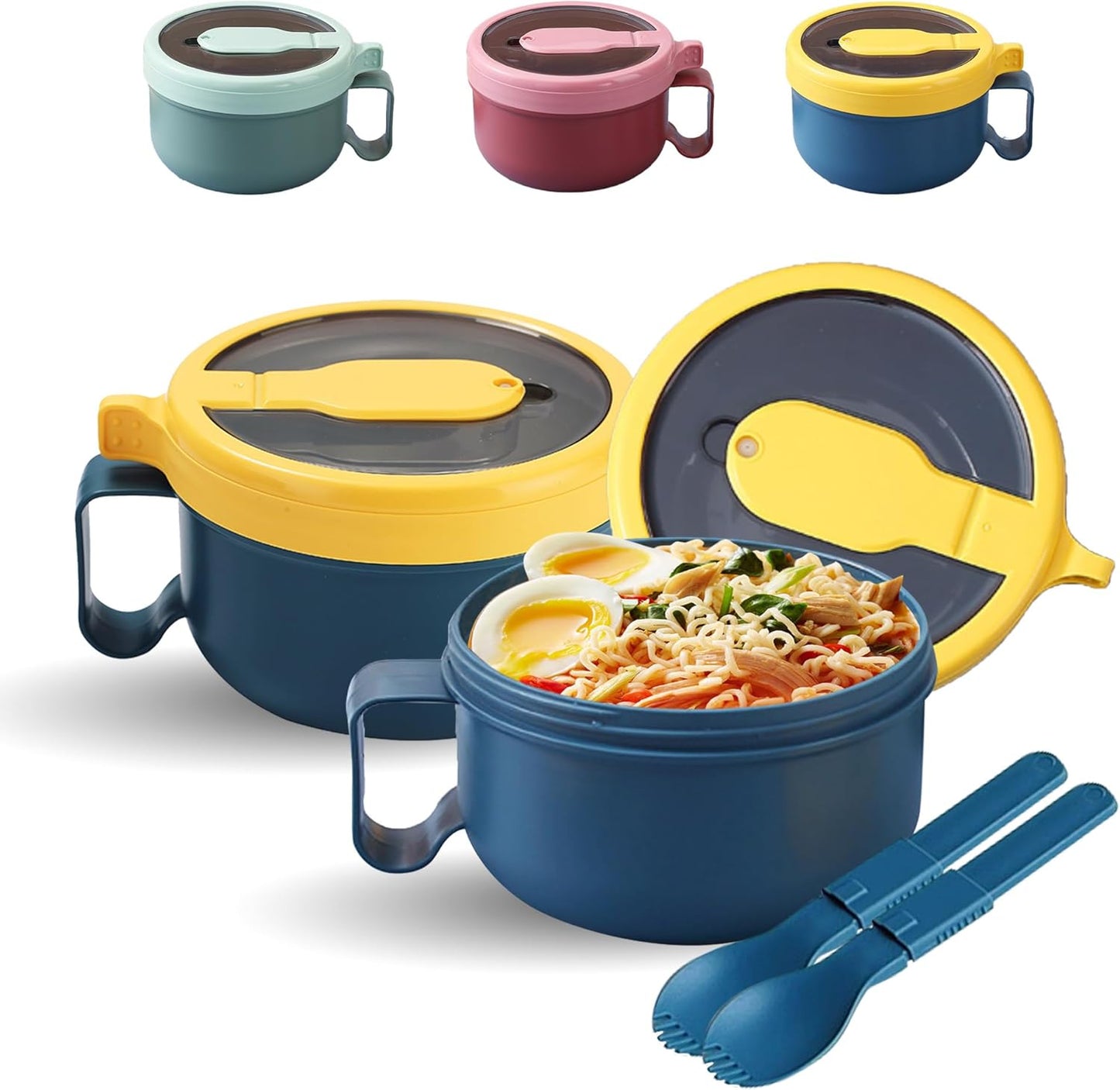 Instant Ramen Cooker Set - Microwave Safe & Stylish (Yellow)
