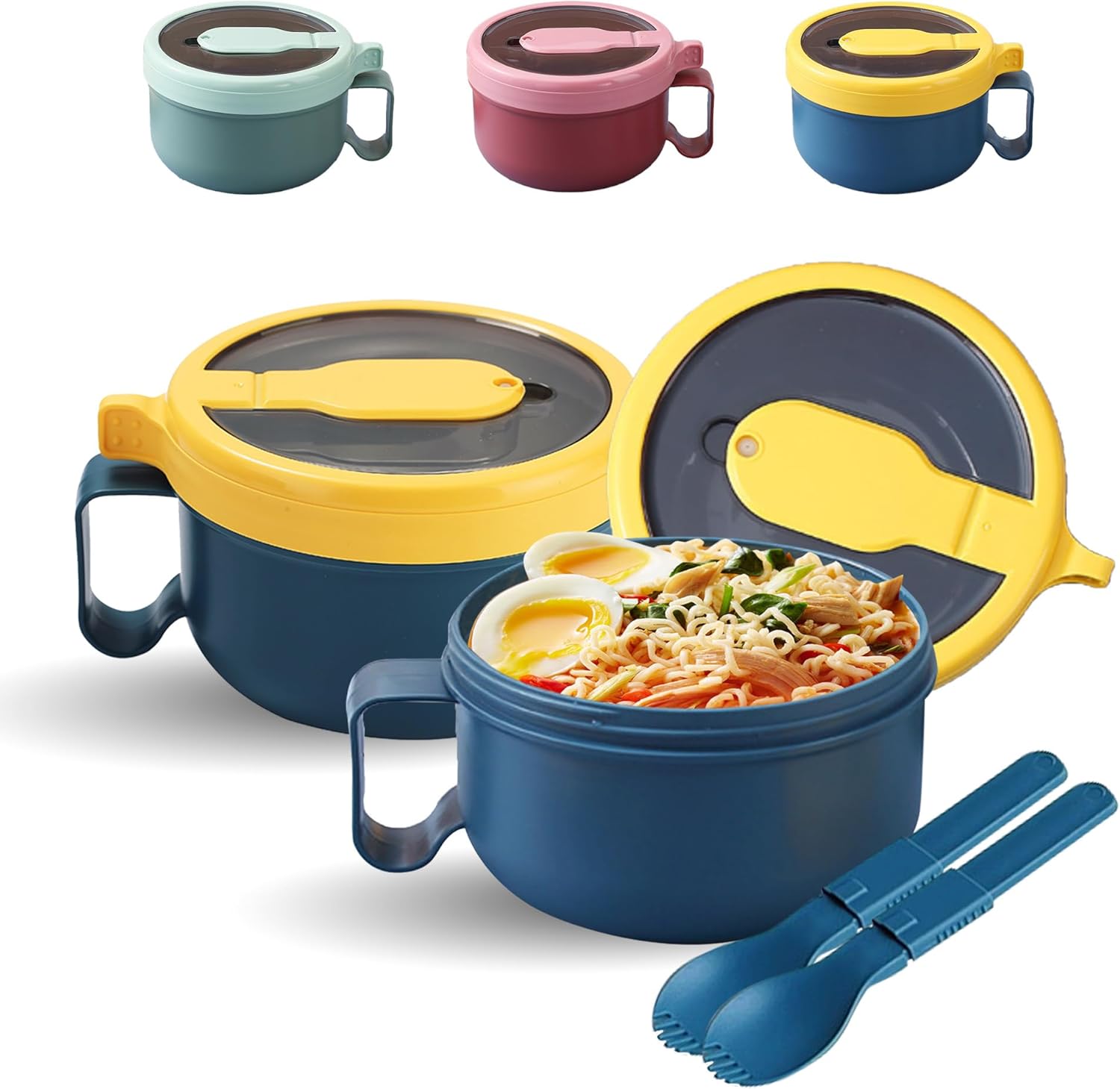 Instant Ramen Cooker Set - Microwave Safe & Stylish (Yellow)