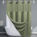 Sage Green Long Hotel Shower Curtain - Thick Waffle Fabric 71W x 86H