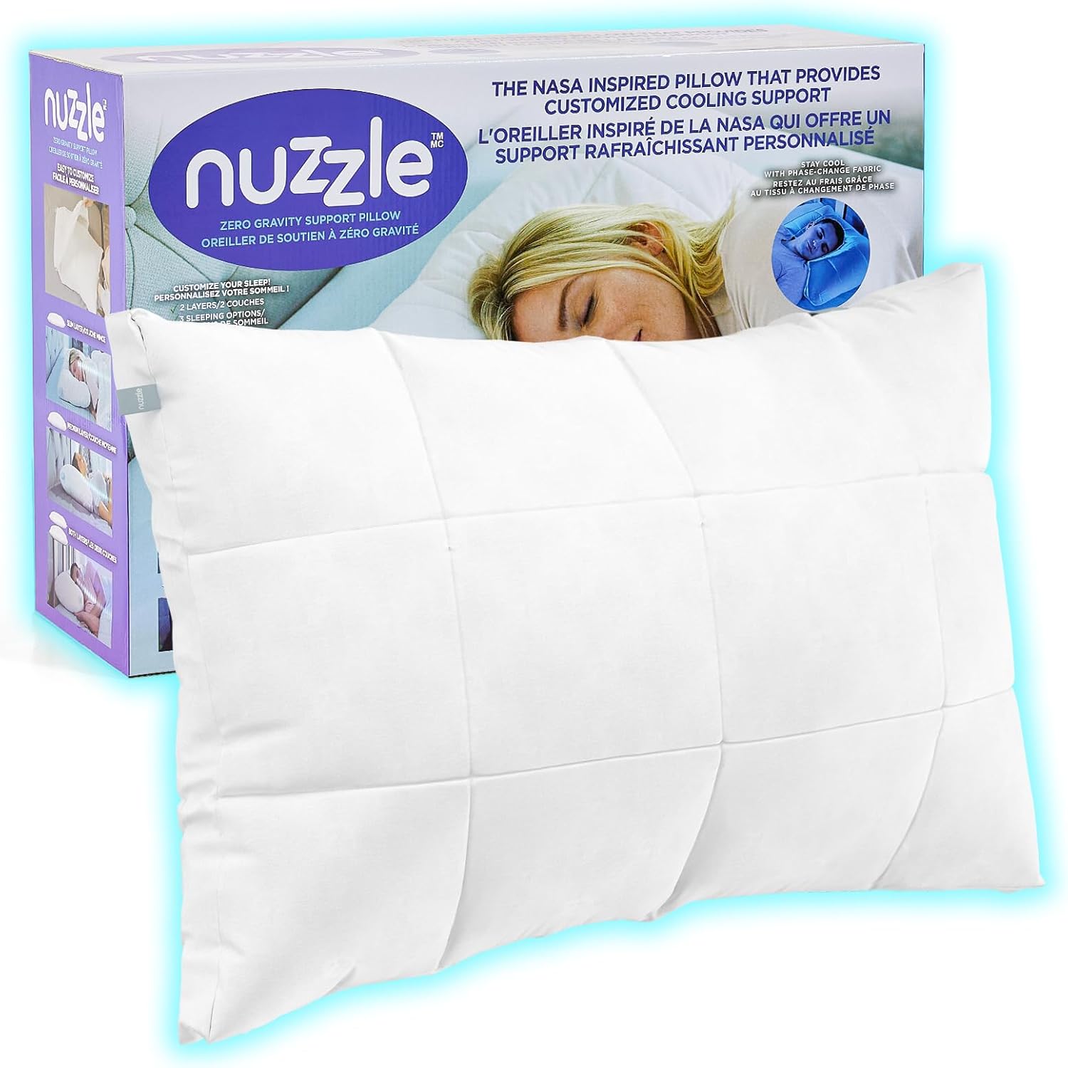 Nuzzle Cooling Adjustable Pillow for Side Sleepers - Luxury Comfort