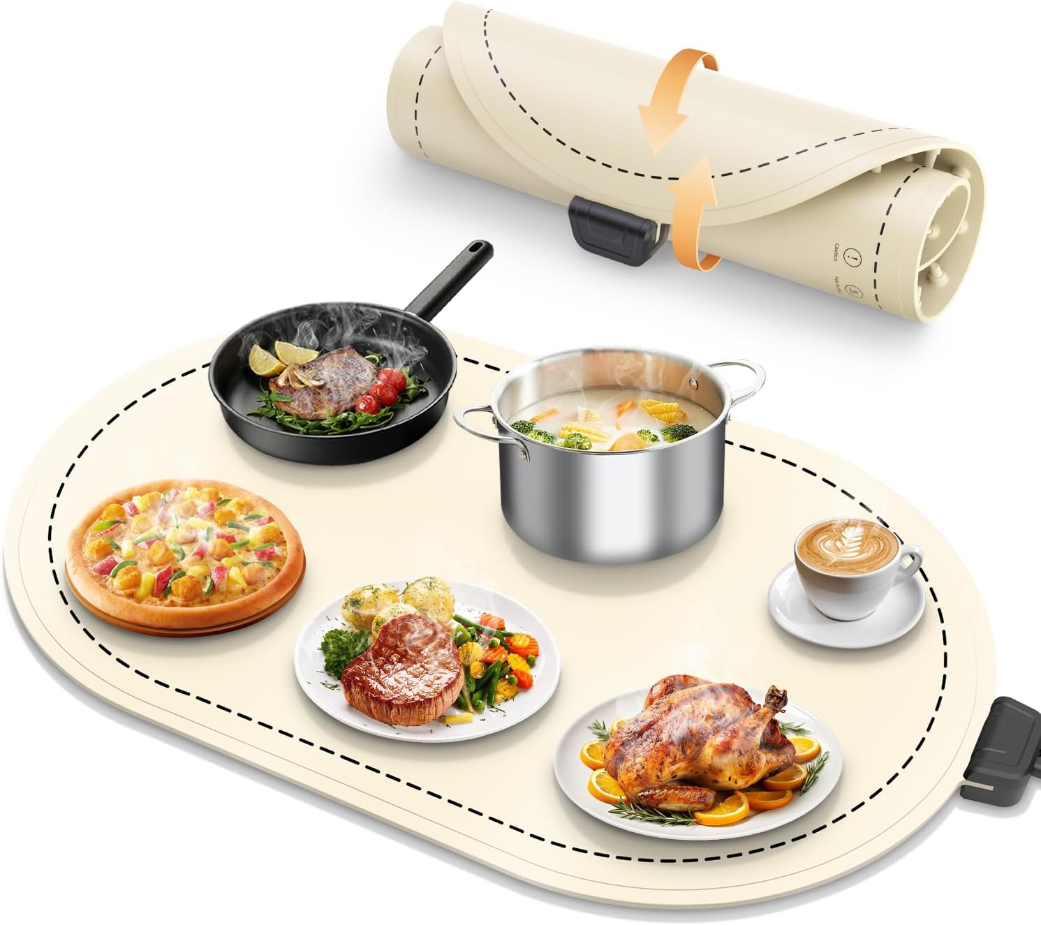 Warming Mat for Food with Adjustable Temperature Timer and More