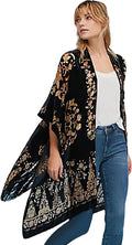 Burnout Velvet Kimono Long Cardigan Cover Up - Versatile Layer