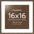 16x16 Picture Frame Brown Mortise & Tenon Walnut - Matted to 12x12