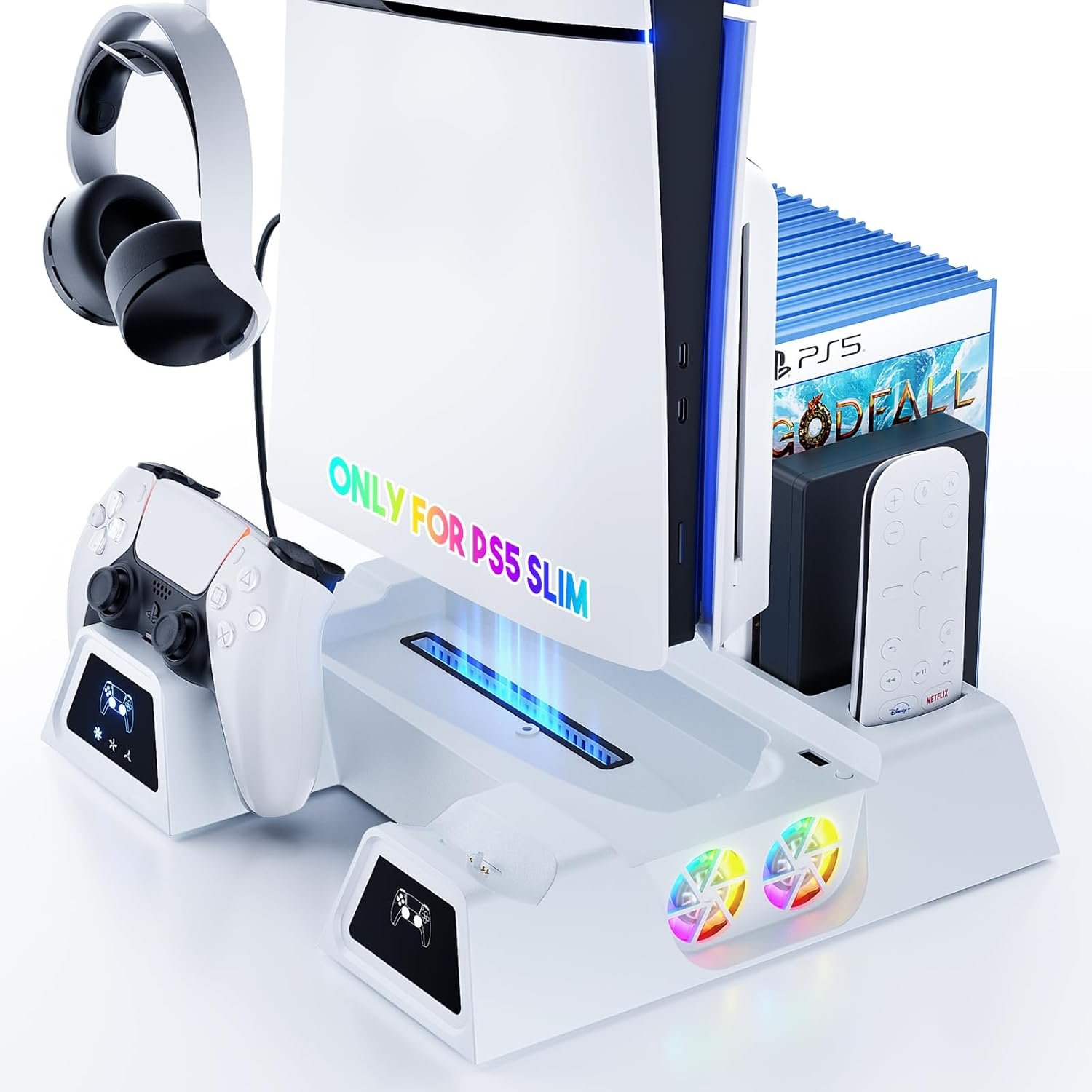 PS5 Slim Cooling Station with Controller Charging and Game Slots