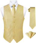Men's Paisley Yellow Tuxedo Vest Set - Slim Fit 3PCS