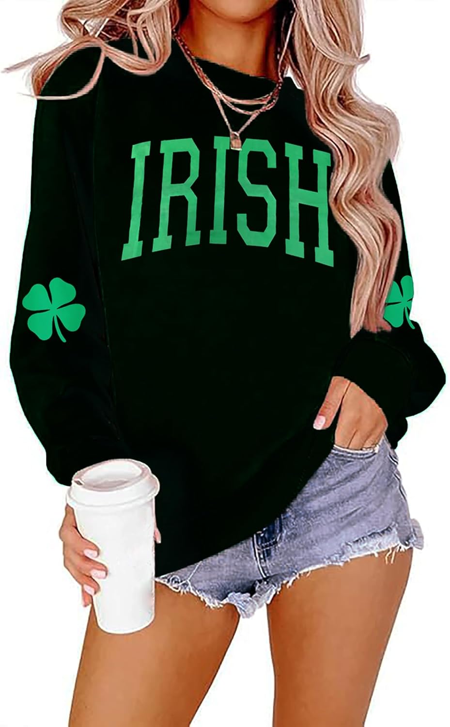 YALUCOR St Patrick's Day Sweatshirt - Shamrock Shenanigans 