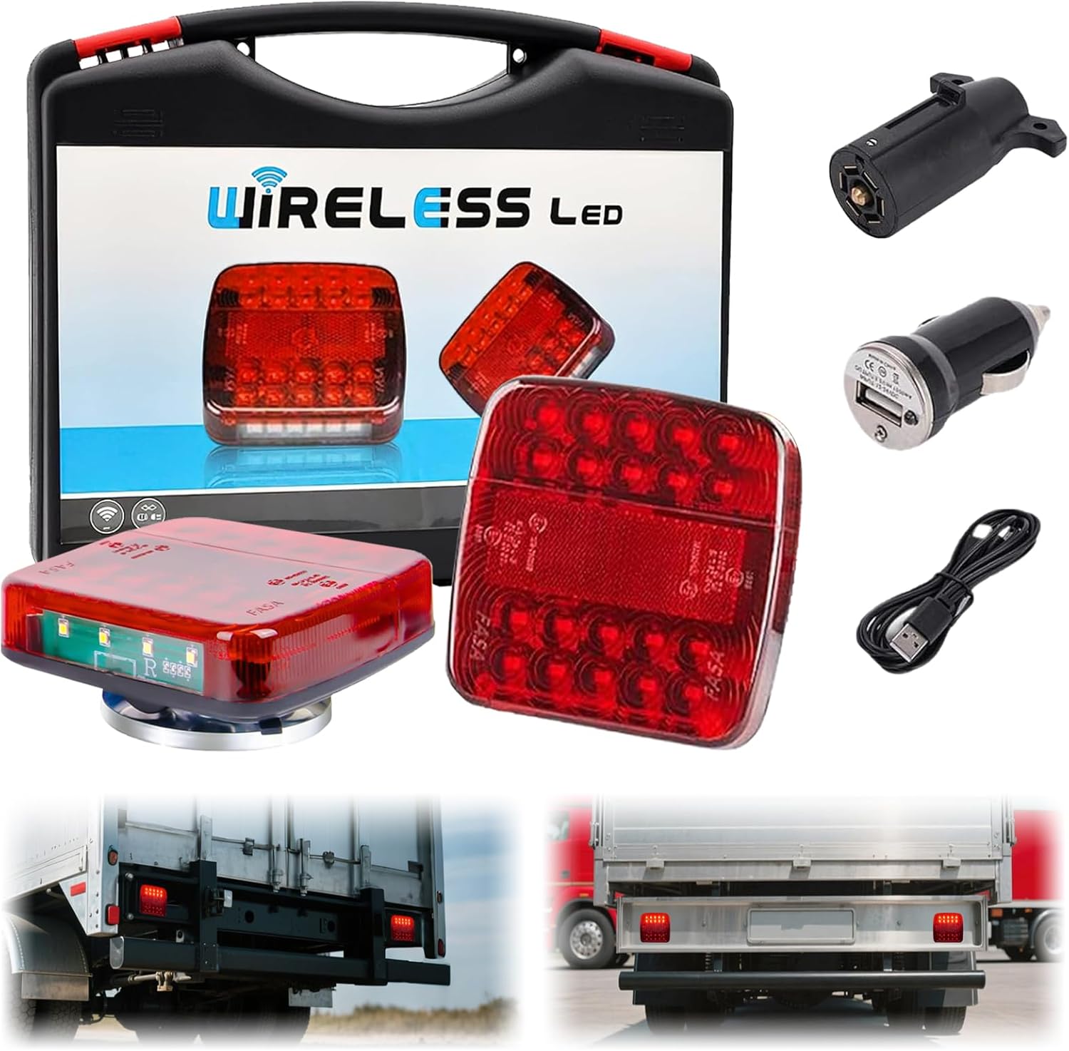 Wireless Trailer Lights Magnetic Kit for Safe Towing and Visibility