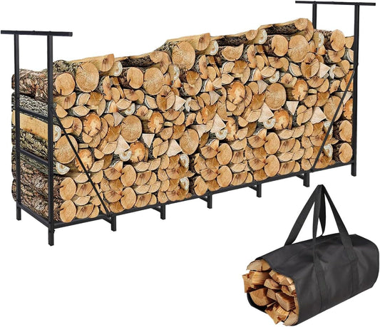 Vailge Firewood Rack Outdoor 8FT with Waterproof Carrier Bag