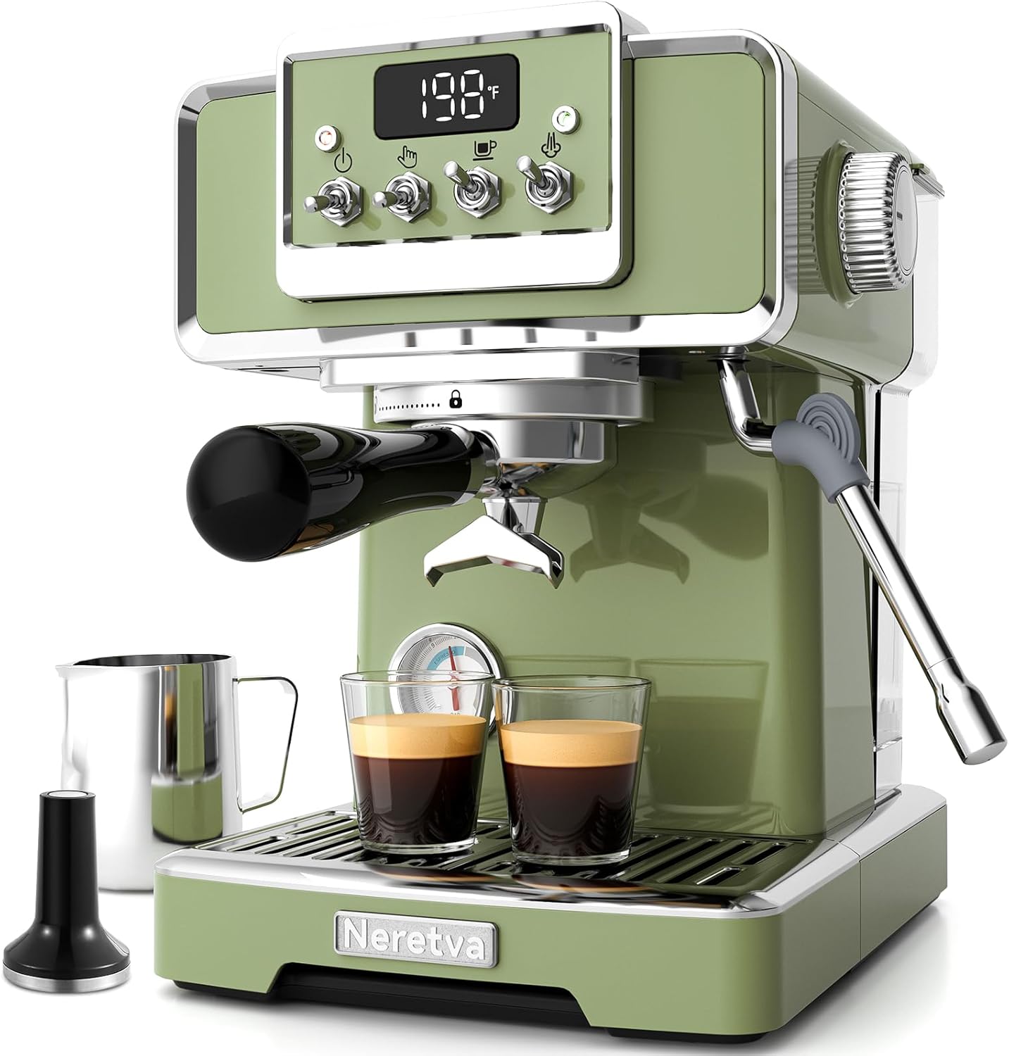 15 Bar Espresso Machine, LCD Display, Milk Frother - Home Barista Essential