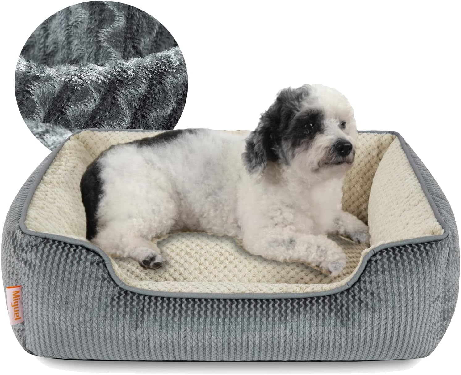 Miguel Medium Small Dog Bed with Washable Cover for Pets