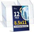 8.5 x 11 Sign Holder 12 Pack - Clear L Shape Plastic Display Stands