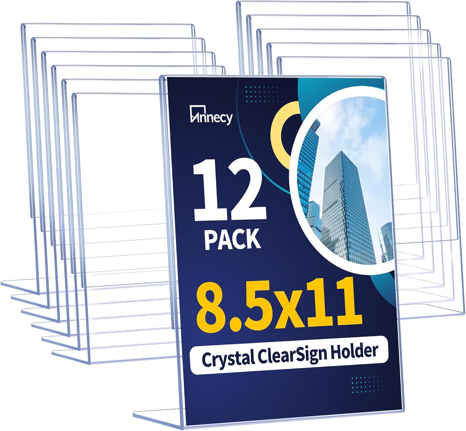 Clear 8.5 x 11 Sign Holder 12 Pack for Double-Sided Display